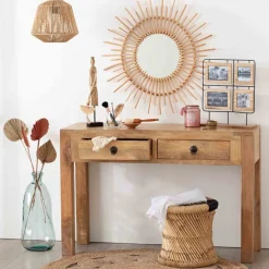 Zestaw 2 stolików Corde naturalne/czarne