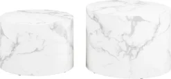 Zestaw 2 stolików Dice okrągłe marmur  biały