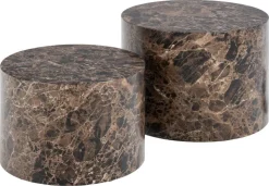 Zestaw 2 stolików Dice okrągłe marmur  brązowy