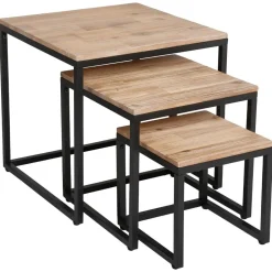 Zestaw 3 stolików Edena akacja/metal