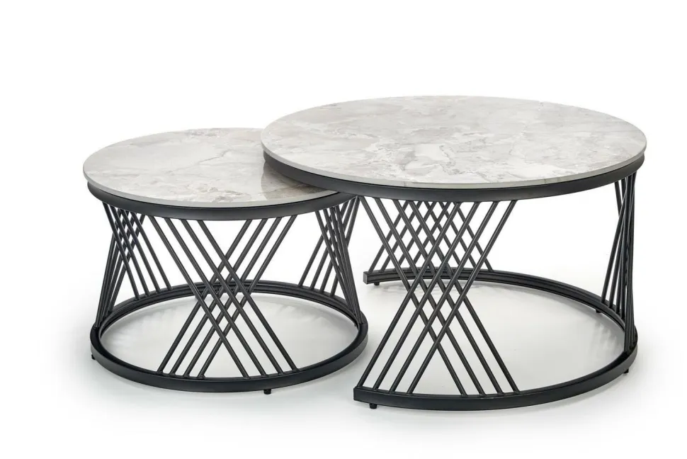 Zestaw 2 stolików Intela szary marmur/