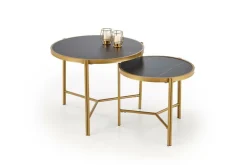 Zestaw 2 stolików kawowych Kalund czarny marmur/złoty