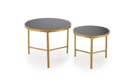 Zestaw 2 stolików kawowych Kalund czarny marmur/złoty