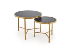 Zestaw 2 stolików kawowych Kalund czarny marmur/złoty
