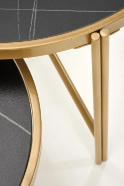 Zestaw 2 stolików kawowych Kalund czarny marmur/złoty