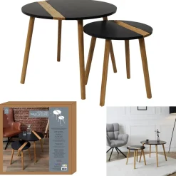 Zestaw 2 stolików kawowych Paraiba        czarny/naturalny