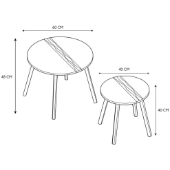 Zestaw 2 stolików kawowych Paraiba        czarny/naturalny