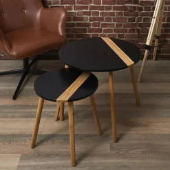 Zestaw 2 stolików kawowych Paraiba        czarny/naturalny