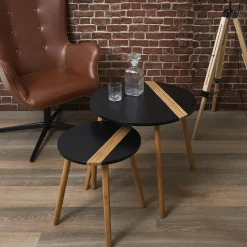 Zestaw 2 stolików kawowych Paraiba        czarny/naturalny