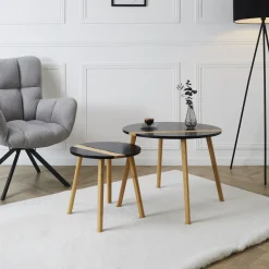 Zestaw 2 stolików kawowych Paraiba        czarny/naturalny