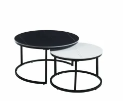 Zestaw 2 stolików kawowych Silas czarny/biały