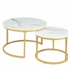 Zestaw 2 stolików kawowych Bennett biały/złoty