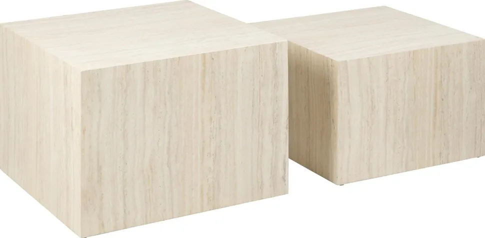 Zestaw 2 stolików kawowych Dice beżowe