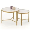 Zestaw 2 stolików kawowych Kalund biały marmur/złoty