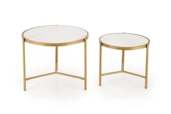 Zestaw 2 stolików kawowych Kalund biały marmur/złoty