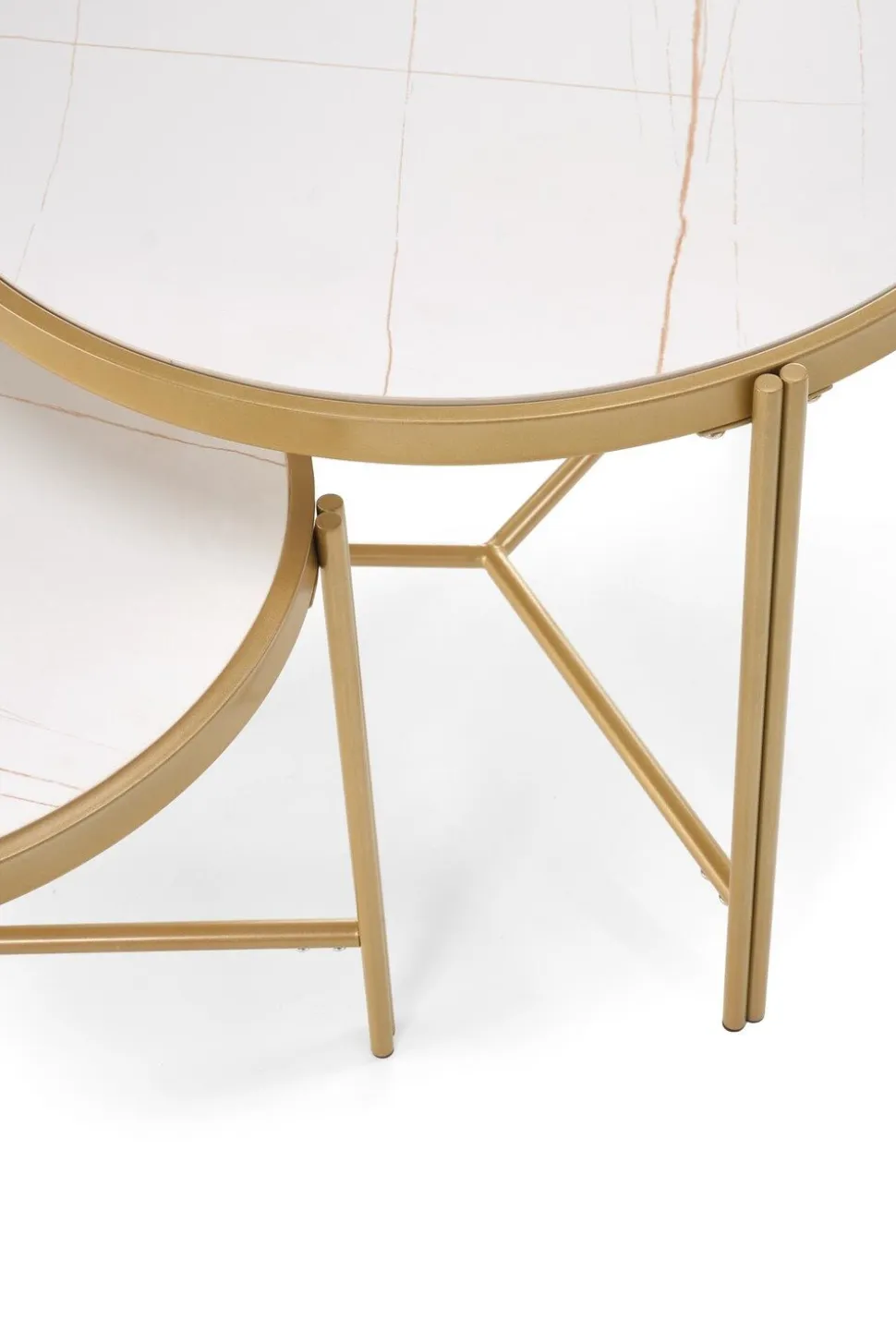 Zestaw 2 stolików kawowych Kalund biały marmur/złoty