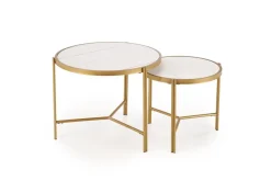 Zestaw 2 stolików kawowych Kalund biały marmur/złoty