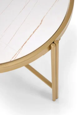 Zestaw 2 stolików kawowych Kalund biały marmur/złoty