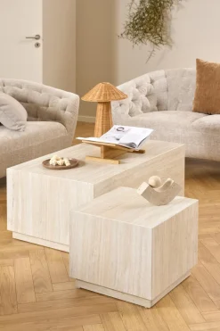 Zestaw 2 stolików kawowych Dice trawertyn