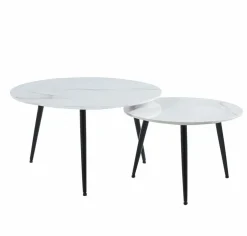 Zestaw 2 stolików kawowych Tifa marmur biały