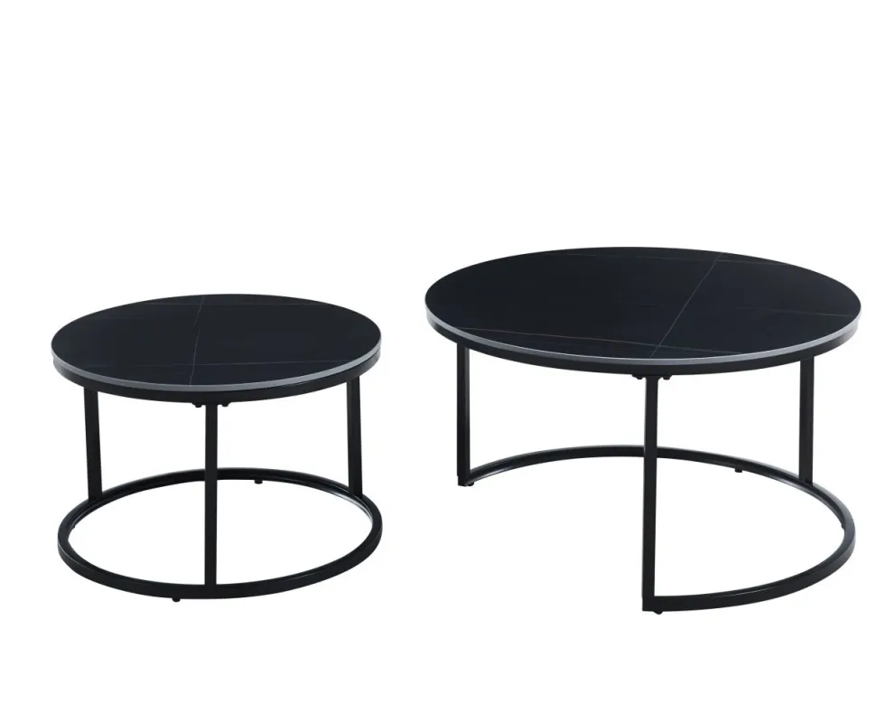 Zestaw 2 stolików kawowych Silas czarny