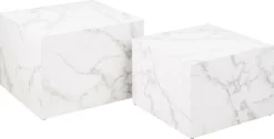 Zestaw 2 stolików kawowych Dice marmur  biały