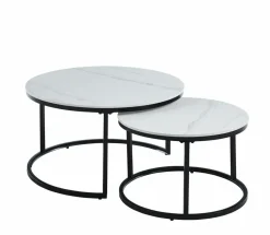 Zestaw 2 stolików kawowych Silas biały marmur