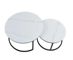 Zestaw 2 stolików kawowych Silas biały marmur