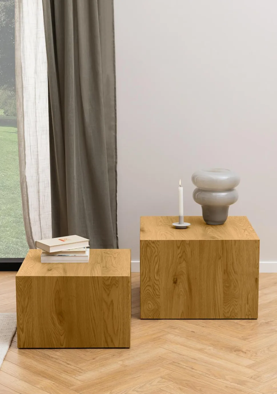 Zestaw 2 stolików kawowych Dice dąb