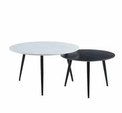 Zestaw 2 stolików kawowych Tifa biały+czarny