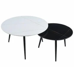 Zestaw 2 stolików kawowych Tifa biały+czarny
