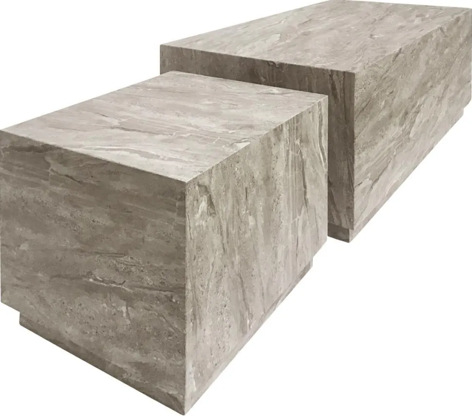 Zestaw 2 stolików kawowych Dice marmur szary