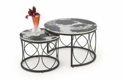 Zestaw 2 stolików kawowych Dariam czarny marmur