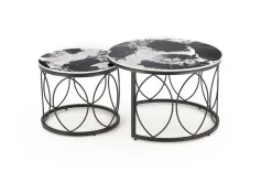 Zestaw 2 stolików kawowych Dariam czarny  marmur