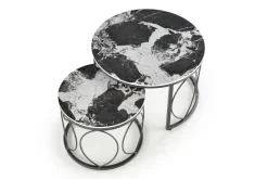 Zestaw 2 stolików kawowych Dariam czarny  marmur