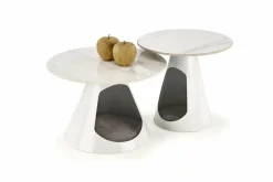 Zestaw 2 stolików Mae z legowiskiem dla zwierząt biały marmur/biały