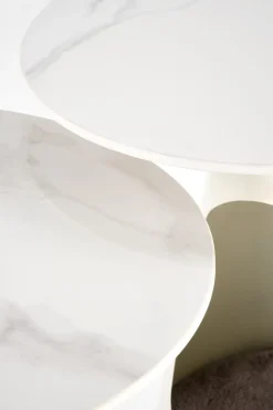 Zestaw 2 stolików Mae z legowiskiem dla zwierząt biały marmur/biały