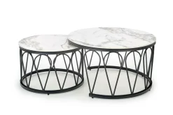 Zestaw 2 stolików Mimosa biały marmur /