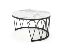 Zestaw 2 stolików Mimosa biały marmur /