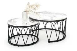 Zestaw 2 stolików Mimosa biały marmur /