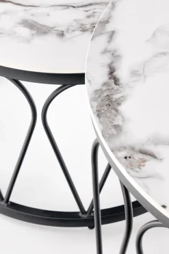 Zestaw 2 stolików Mimosa biały marmur /
