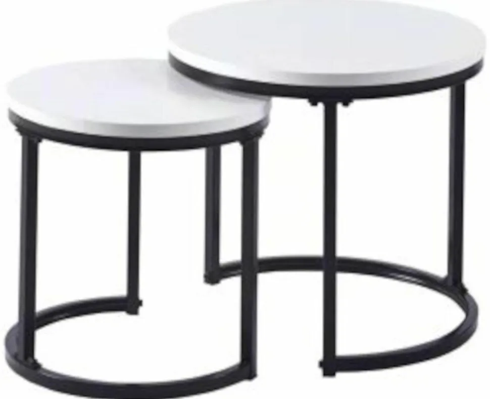 Zestaw 2 stolików Mirra białe/czarne
