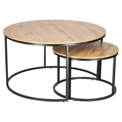 Zestaw 2 stolików Ruth naturalne/czarne