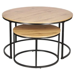 Zestaw 2 stolików Ruth naturalne/czarne