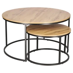 Zestaw 2 stolików Ruth naturalne/czarne
