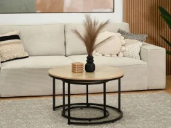 Zestaw 2 stolików Ruth naturalne/czarne