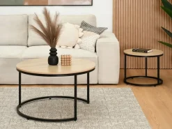 Zestaw 2 stolików Ruth naturalne/czarne