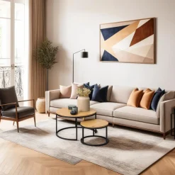 Zestaw 2 stolików Ruth naturalne/czarne