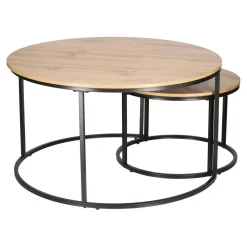 Zestaw 2 stolików Ruth naturalne/czarne