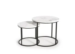 Zestaw 2 stolików Tabarka biały marmur